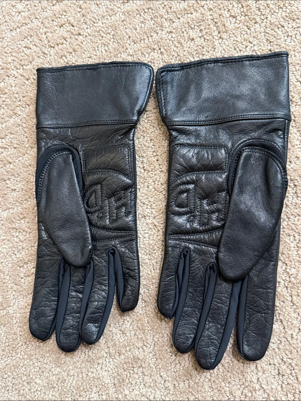 Harley-Davidson Black Leather Riding Gloves with Orange logo